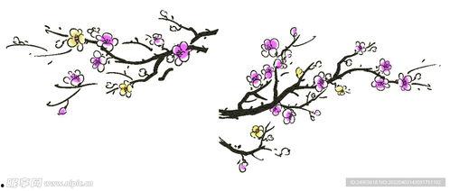 梅花彩铅画图片大全,绽放冬季的优雅与坚韧